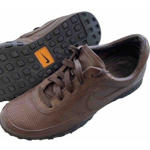 NIKE ZoomAir 313497-222 Waffle Racer III Brown Perforated Sneakers Men's 8.5 US